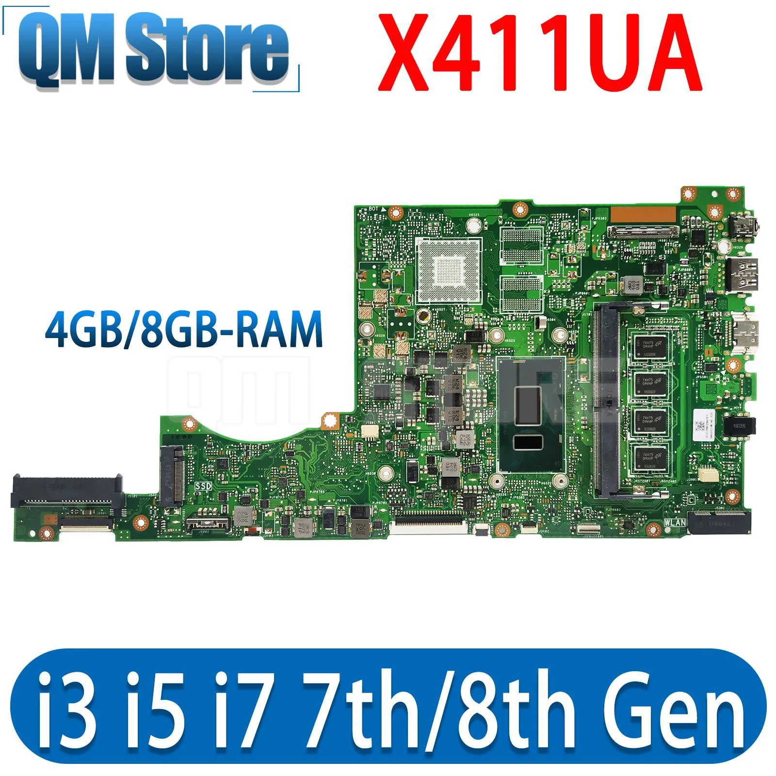 

X411UA Laptop Motherboard For ASUS Vivobook 14 X411U K411UA Laptop Motherboard I3 I5 I7 7th/8th 4GB/8GB-RAM UMA MAIN BOARD