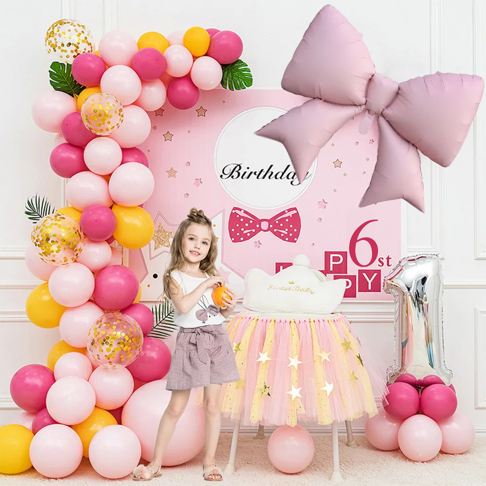 

Matte Bowknot Aluminum Foil Balloon for Birthday Party Decor Valentine's Day Anniversary Event Background Photo Props Supplies
