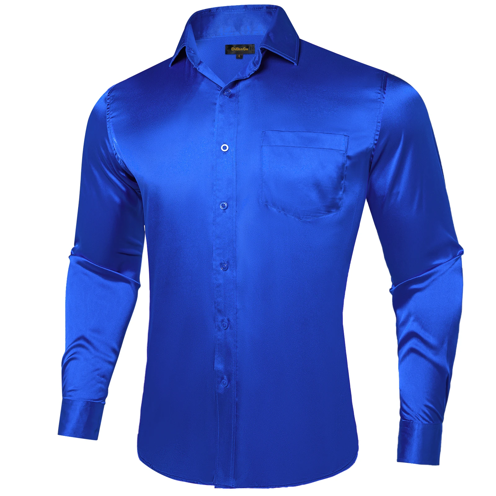 Stretch Satin Men Solid Shirt Blue Red Green Smooth Summer Spring Men Clothing Wedding Party Prom Social Dress Shirts Blouse