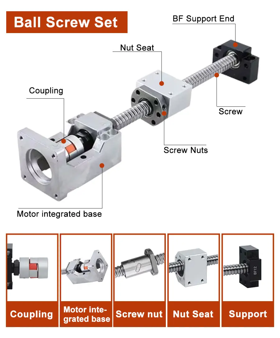 1 Set Kugelumlaufspindel Mutter SFU2004 SFU2005 SFU2010 1050-2000mm Kugelumlaufspindel Spindel Kits Und Motor Kits Für Graviermaschine Zubehör – Detail 4