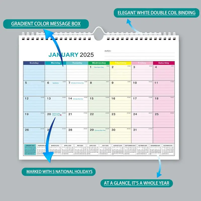 Organizar calendário planejador de parede 13x9.6 polegadas calendário de férias planejador mês calendário planejador mensal parede geladeira organização