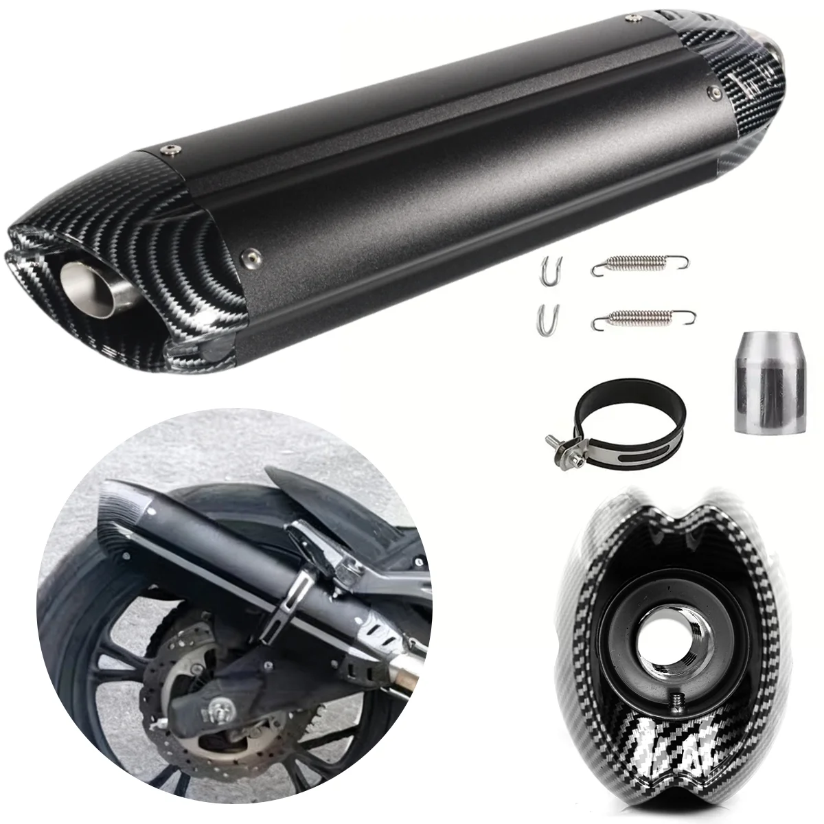 38/51mm Universal Motorcycle Exhaust Pipe, Suitable for Kawasaki Z900, Z800, Er6n, SV650, R1, R3, MT03 and Other Motorcycles.