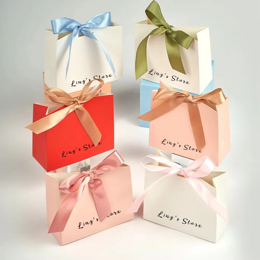 

100Pcs Customized Gift Bags Necklaces Bracelets Storage Paper Pouch 11.5x4.5x10cm Wedding Halloween Candy Folding Storages Box