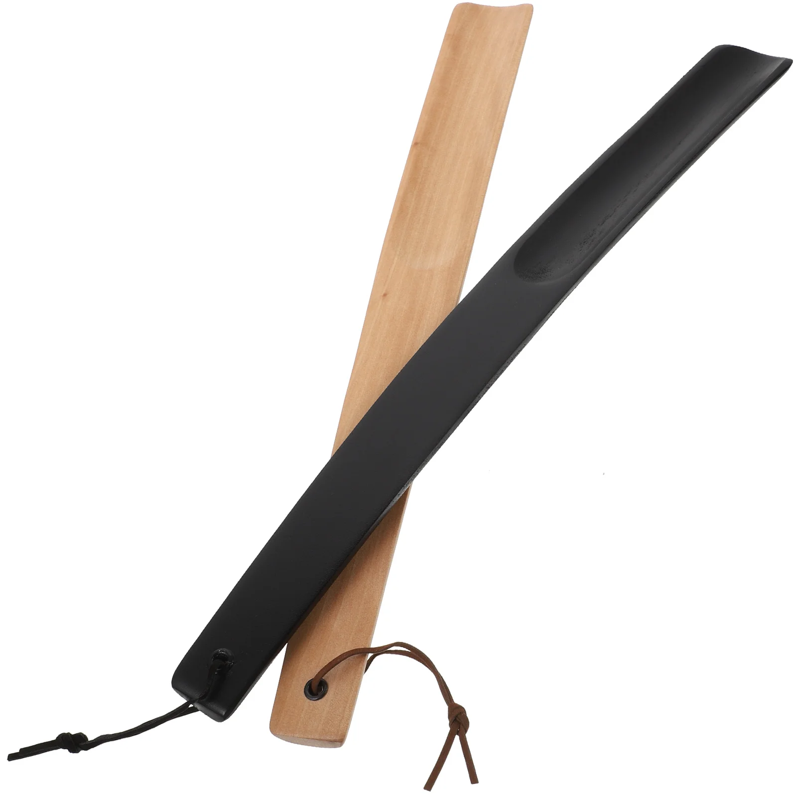 

2Pcs Wooden Shoe Horns Smooth Edge Long H Cowhide Portable Travel Shoehorn for Seniors Women Men Boots Helper