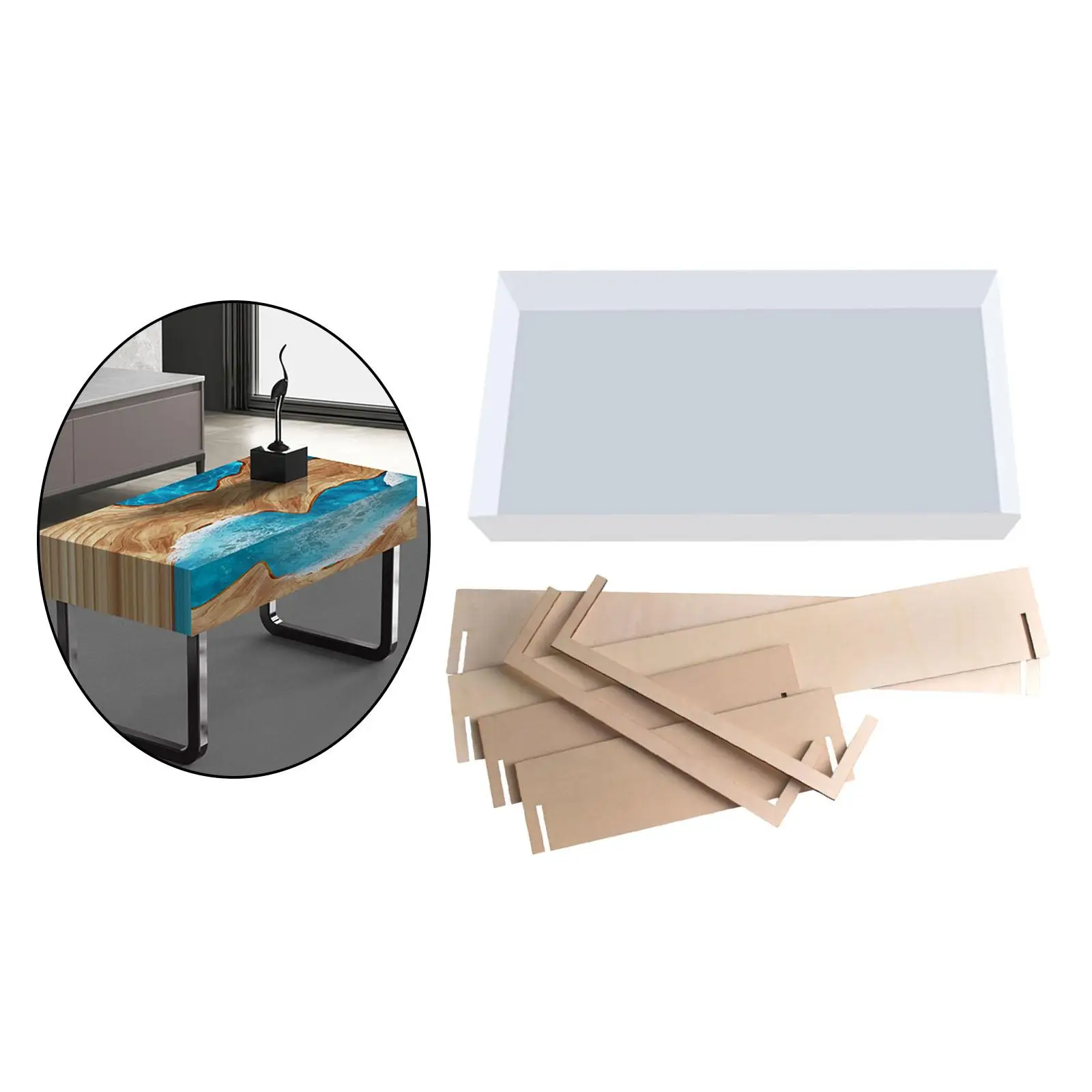 

24x12x4" Silicone Mold for Resin Small Table Making Form with Fixing Frame