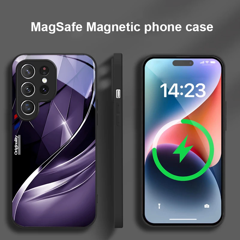 เคสโทรศัพท์มือถือแบบกระจก Magsafe ลายศิลปะนามธรรมรูปสามเหลี่ยม สำหรับ Samsung Galaxy S20 FE S21 S22 S23 Plus S24 Ultra 25 Edge S24Ultra 22Plus