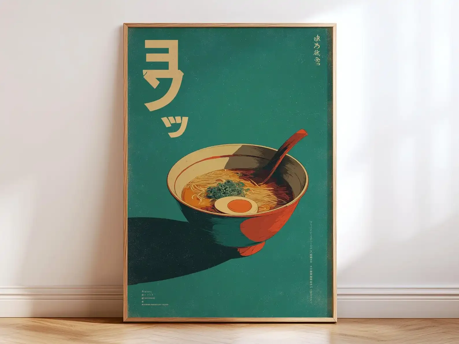 Retro Japanese Ramen Canvas Art Print Frameless Food Wall Art Poster Minimalist Bold Noodle Poster Kitchen Decor for Home Dining