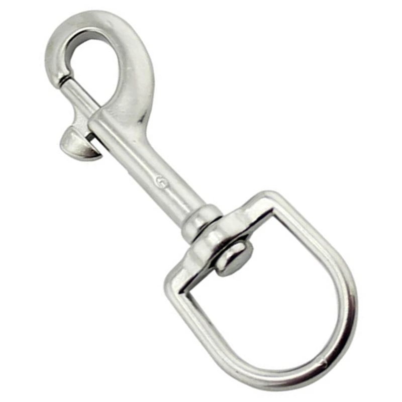 5 PCS Marine 316 Stainless Steel Oval Single-Ended Rotary Buckle Lock For Scuba Diving Dog Leash