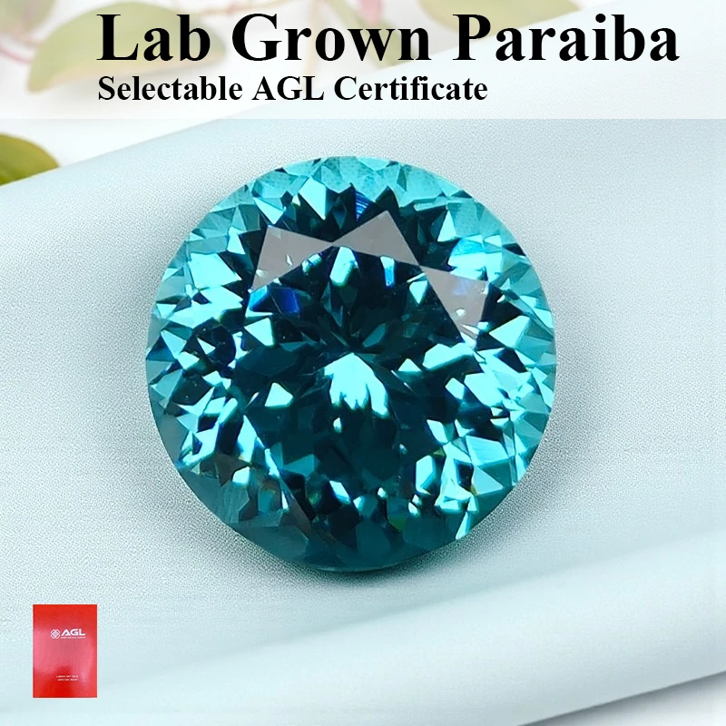 

Круглая огранка, выращенная в лаборатории параиба, очаровательный драгоценный камень для изготовления ювелирных изделий, ожерелье, браслет, выборный сертификат AGL