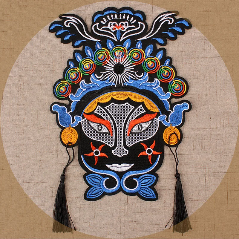 big chineseopera Embroidered patches apliques de roupa applique sew on patches for clothes bordados para costura