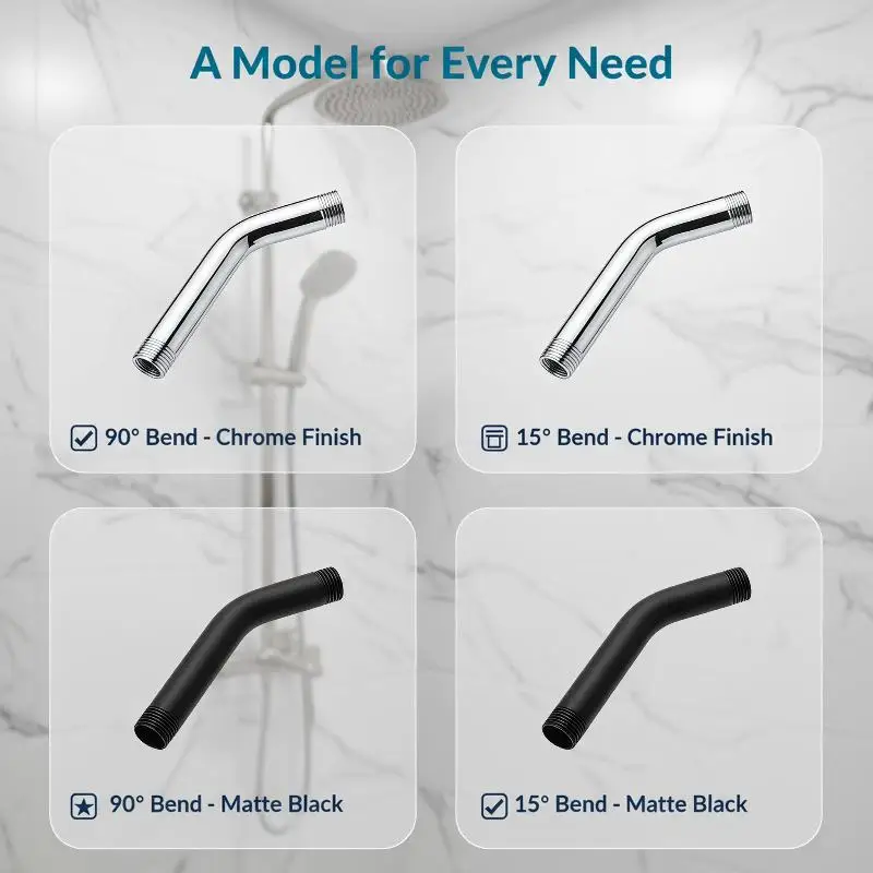 Rust Resistant Wall Mounted Shower Head Extension Arm 1PC Pipe Bracket for Bathroom Remodeling