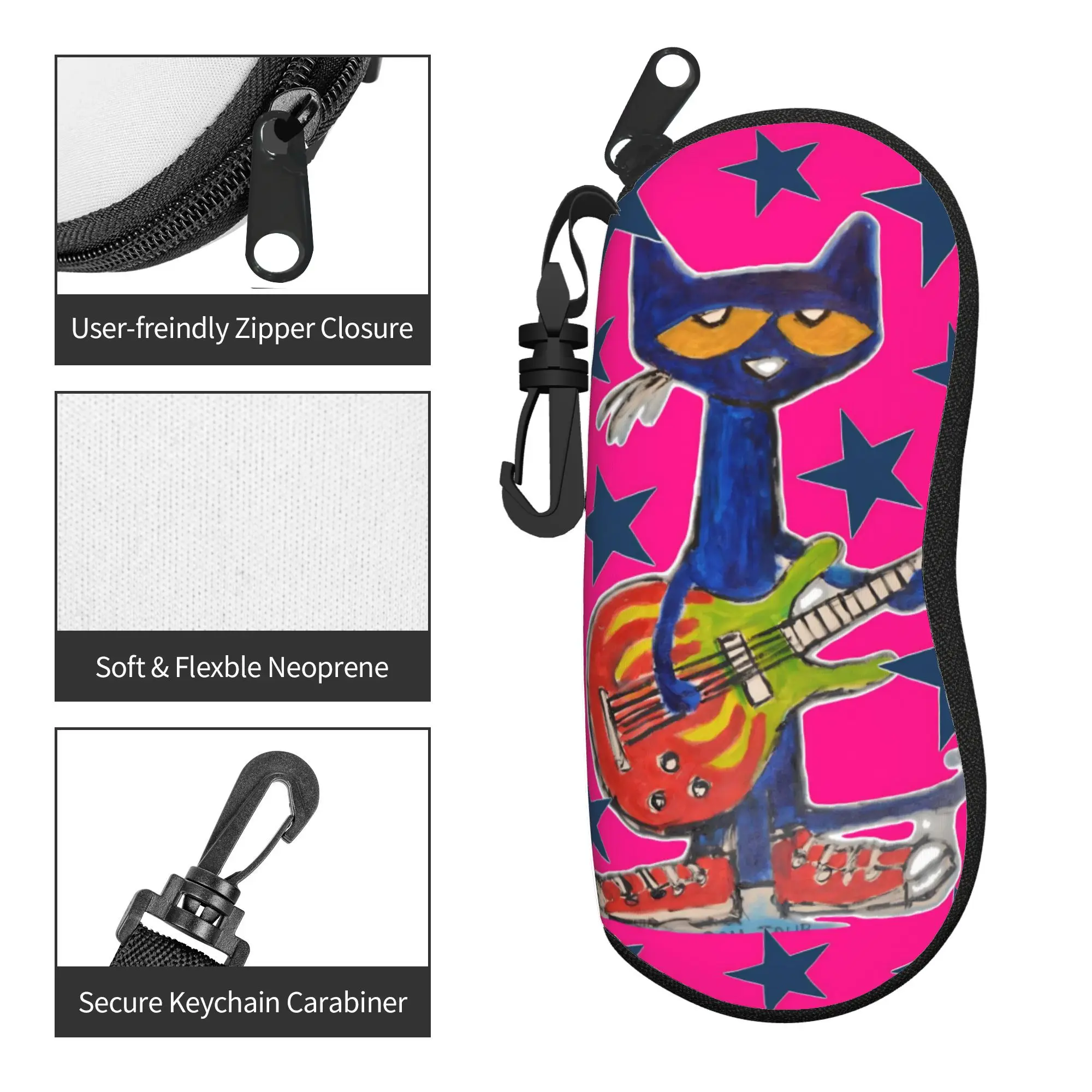 Pete The Cat Cartoon Glasses Case Men Women Anti-Fall Accessories  Eyewear Storage Box Protector Eyeglasses Box