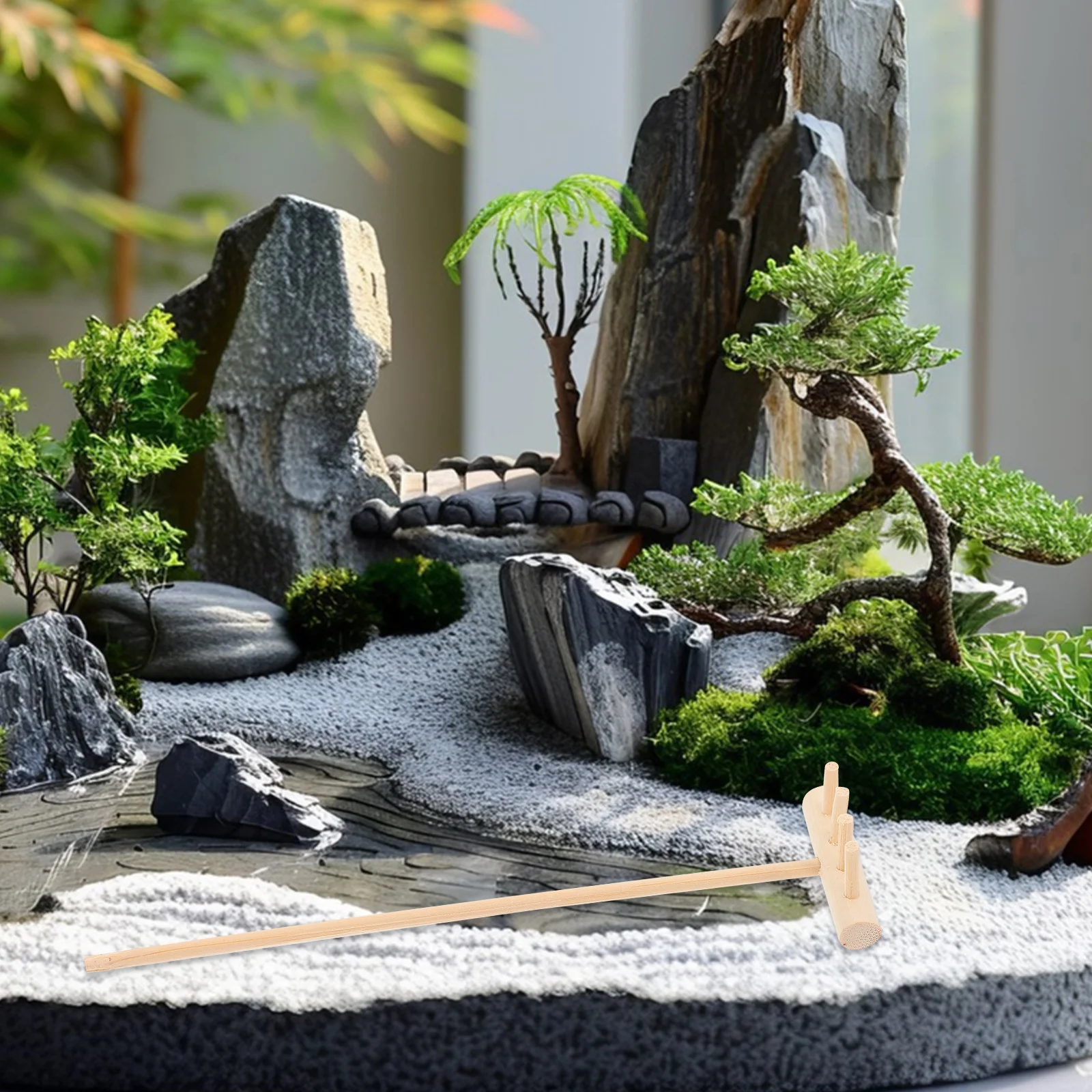 

4Pcs Mini Zen Garden Rake Bamboo Small Four Tine Desktop Sand Rake Meditation Tool Sand Tray Accessories Sandbox Accessories