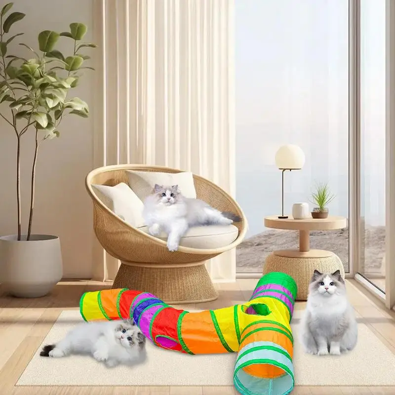 Cat Tunnel Outdoor T Shape Cat Track Toy Cat Play Tunnel Pet Cat Toy Small Animal Tunnel Portable Interactive Cat Toy Indoor Cat