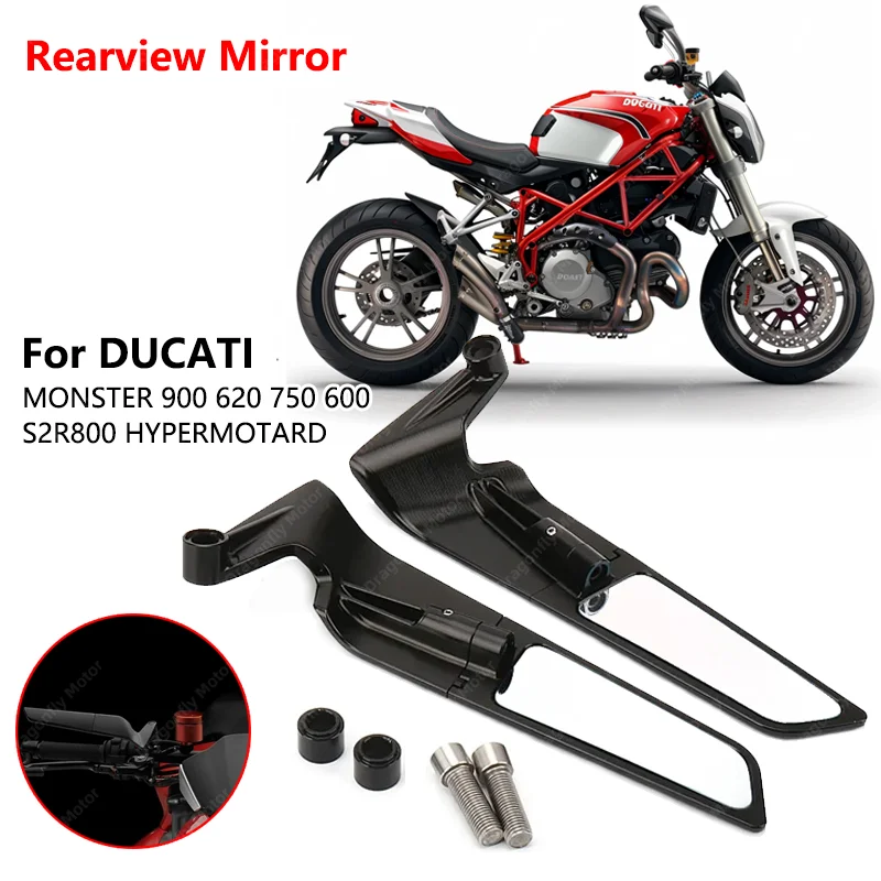 

New For Ducati MONSTER 900 620 750 600 S2R800 HYPERMOTARD Motorcycle Wing Mirrors Rearview Rotating NEW Rearview Side Mirror