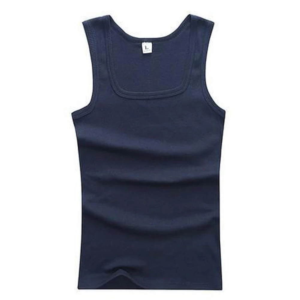 Solid Color Square Neck Tank Top Cotton Men Women Vest Fitness Sleeveless T-shirt Bodybuilding Gym T-shirts Casual Sleeveles Top