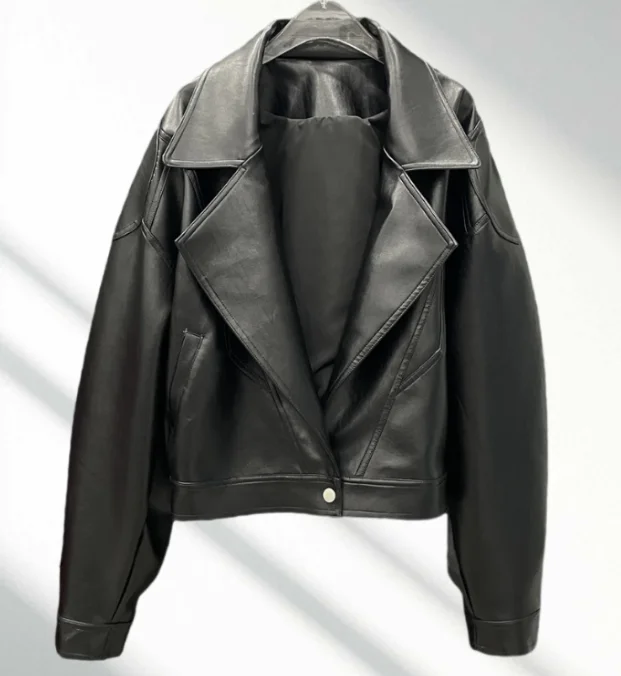 Outono indústria pesada arco solto bonito lazer manga longa jaqueta de couro doce legal menina versátil casaco curto redução de idade