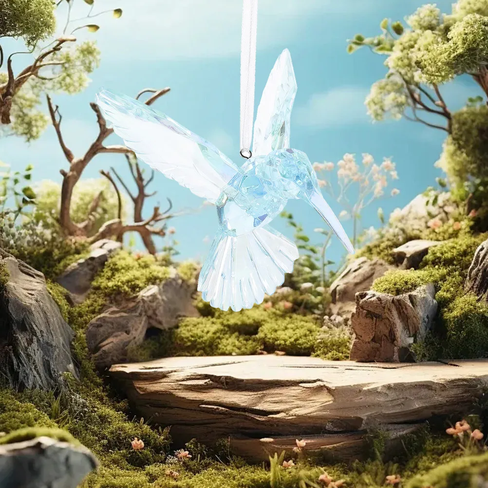 

2Pcs Crystal Flying Bird Window Hanging Acrylic Hummingbird Suncatcher Ornament Sturdy Fade Resistant Decor for Home Office Car