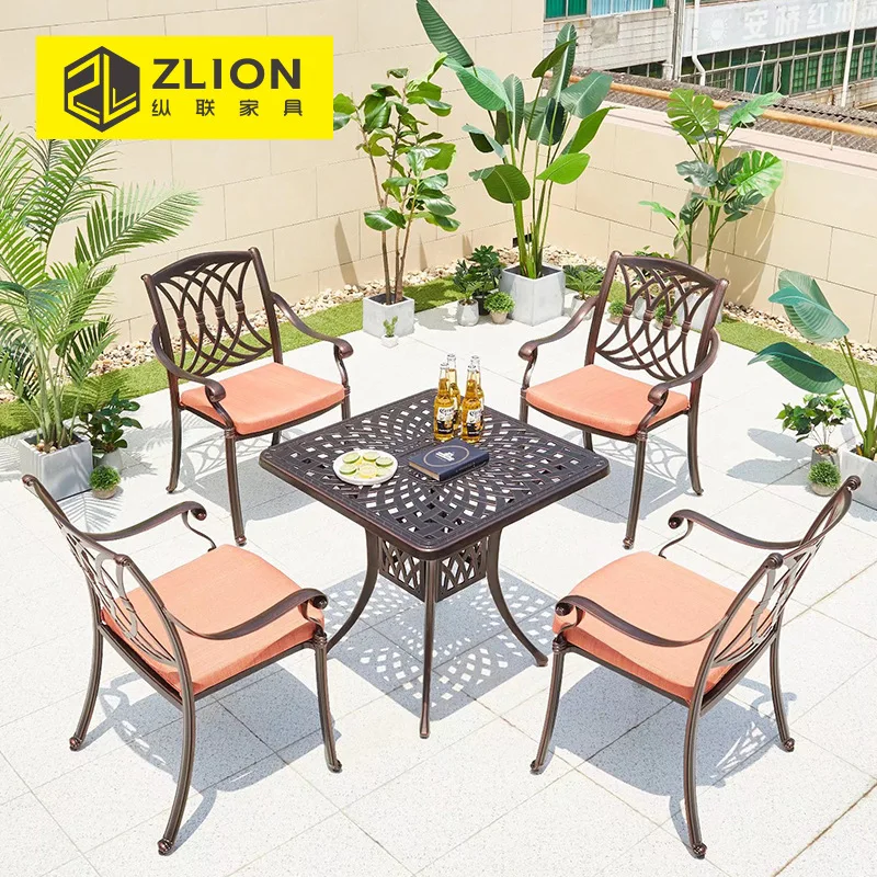 Outdoor cast aluminum barbecue dining table, courtyard balcony, hotel leisure, outdoor electric grill,
