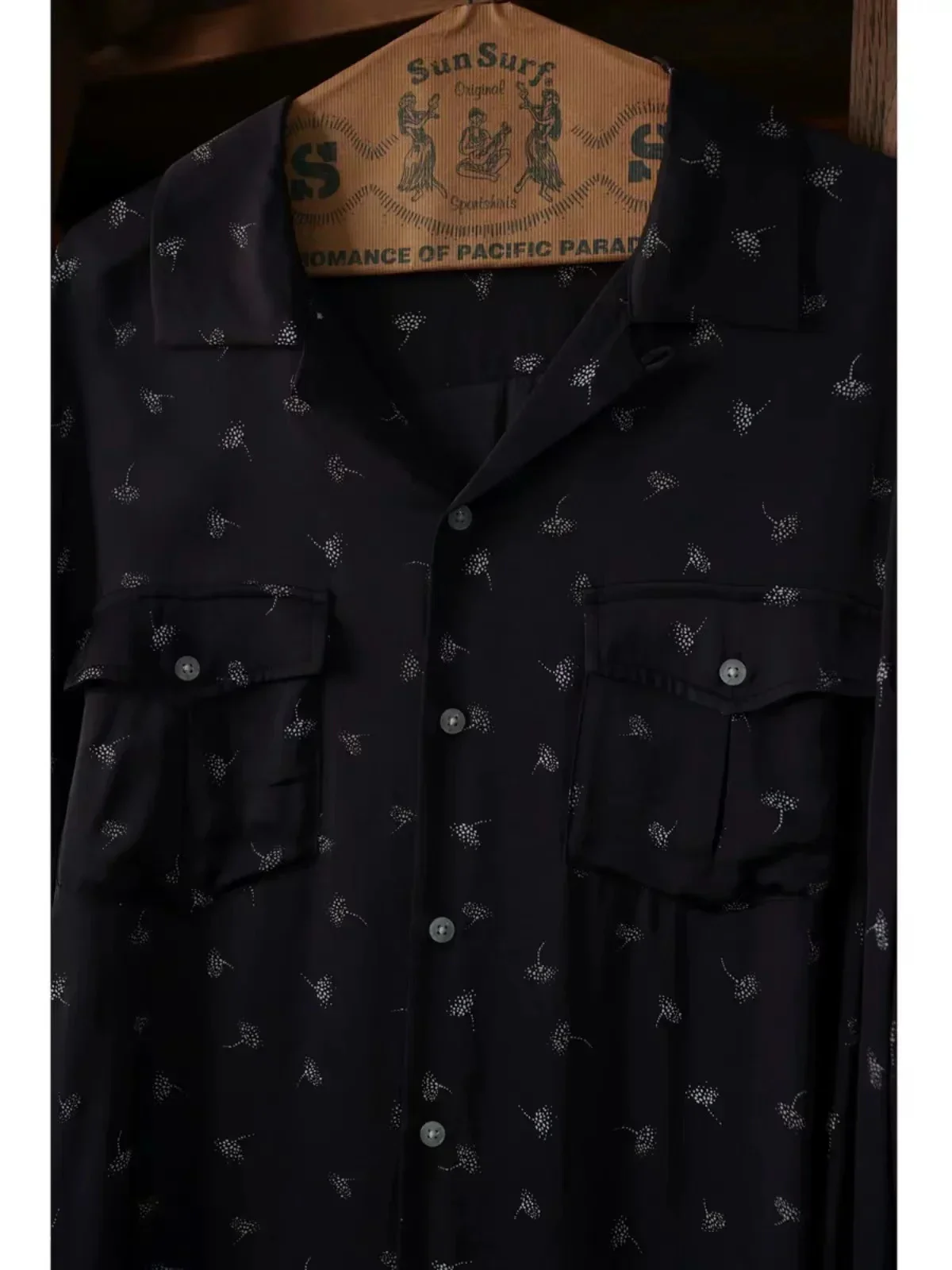 Second Order Dandelion Print Rayon Camp Shirt Mens Short Sleeved Aloha