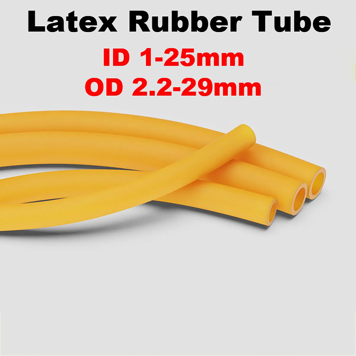 Yellow Latex Rubber Tube - High Pressure Pneumatic Air Hose ID1-25mm OD2.2-29mm Flexible & Durable for Industrial Use