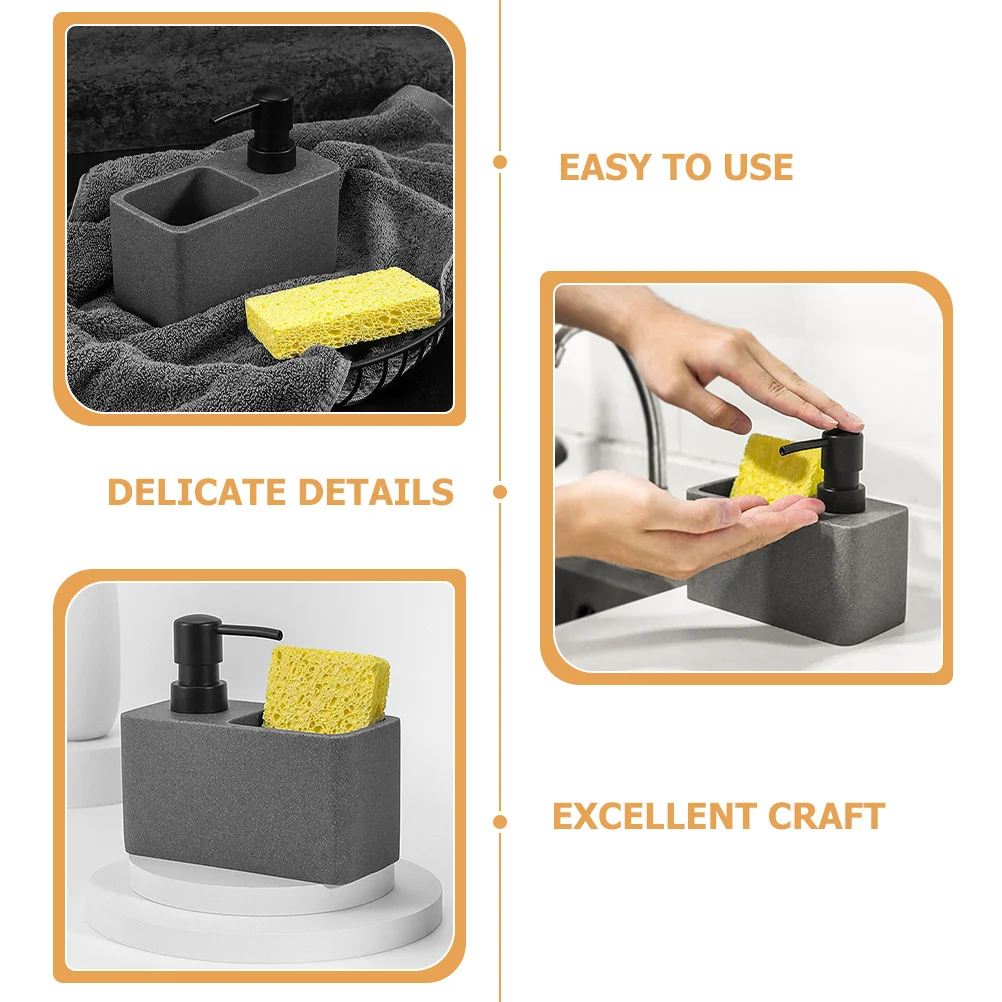 

Dish Soap Dispenser Press Pump Kitchen Sink Soap and Sponge Holder Storage Rack for Dishwashing Liquid Cleaning Tools
