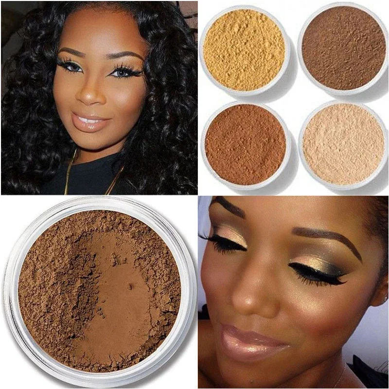 Makeup Loose Setting Powder Matte Mineral Oil-control Langlebiger Gesichts-Concealer Finishing Bronzer Contour für schwarze, dunkle Haut