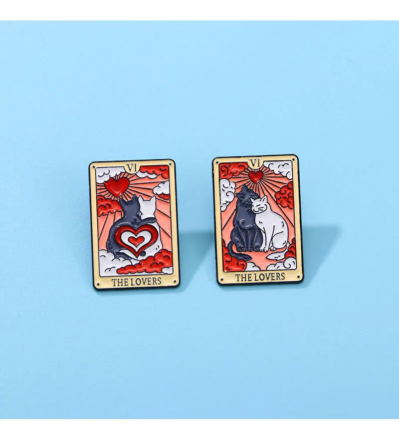 2-piece Valentine's Day Black and White Cat Tarot Romantic Couple Outfit with Hat, Backpack, Brooch, Badge, and Accessories Gift