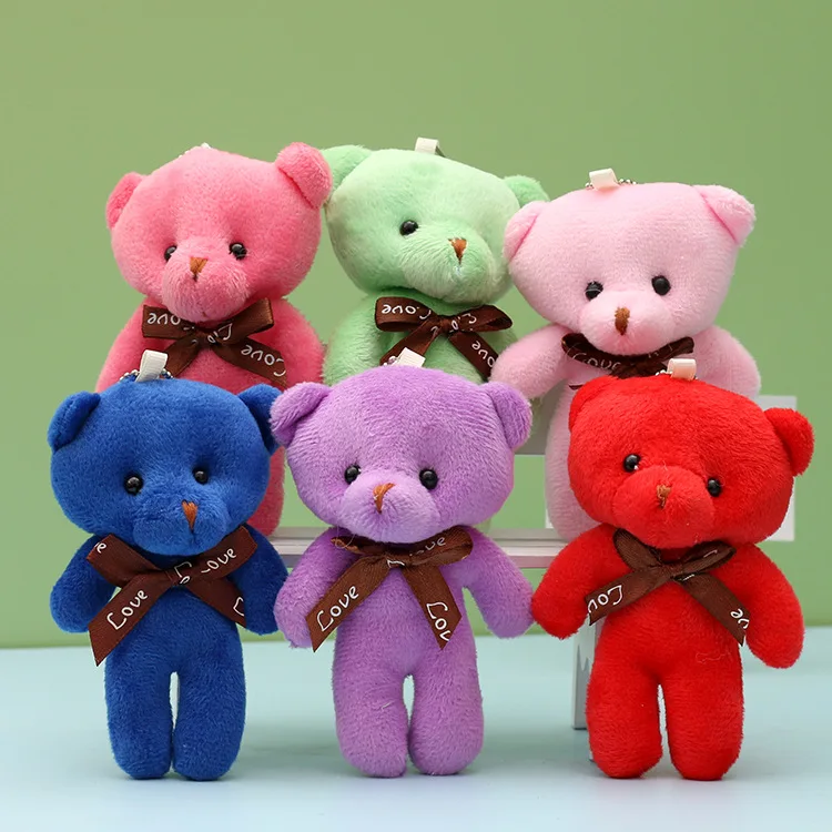 10pcs Teddy Bear Doll Pendant Plush Toy Colorful Teddy Plush Keychain Soft Stuffed Bear Toy For Girls Bag Pendent Children Gifts