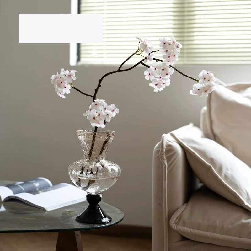 

French ancient glass vase ornament, living room flower arrangement, high-end light dining decoration, water culture