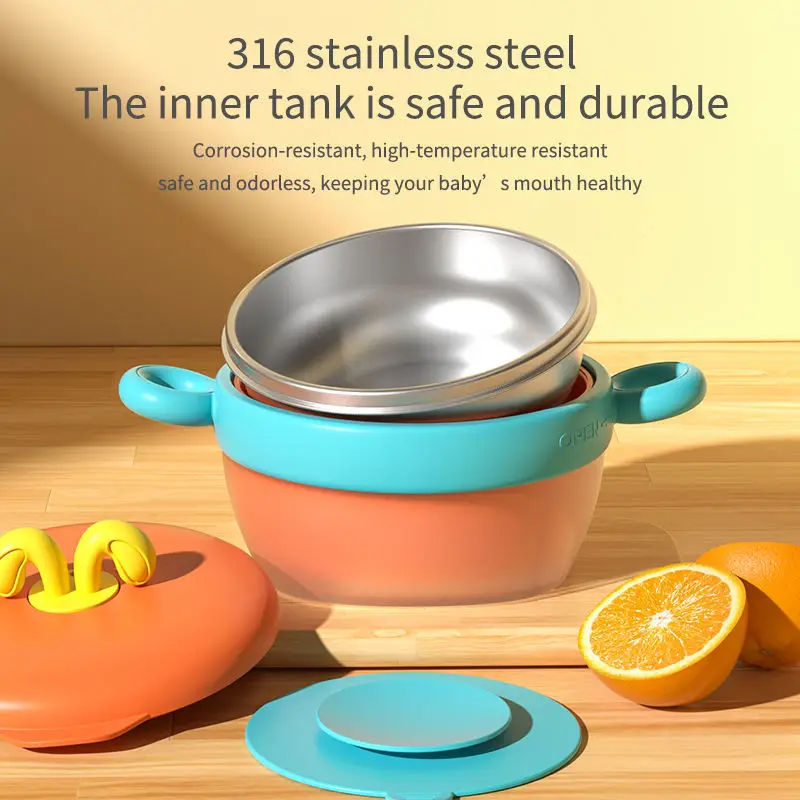 

Baby's Insulation Bowl No BPA Silicone Snack Suction Bowl Portable Plastic Food Container For Kid Children's And Baby Feeding