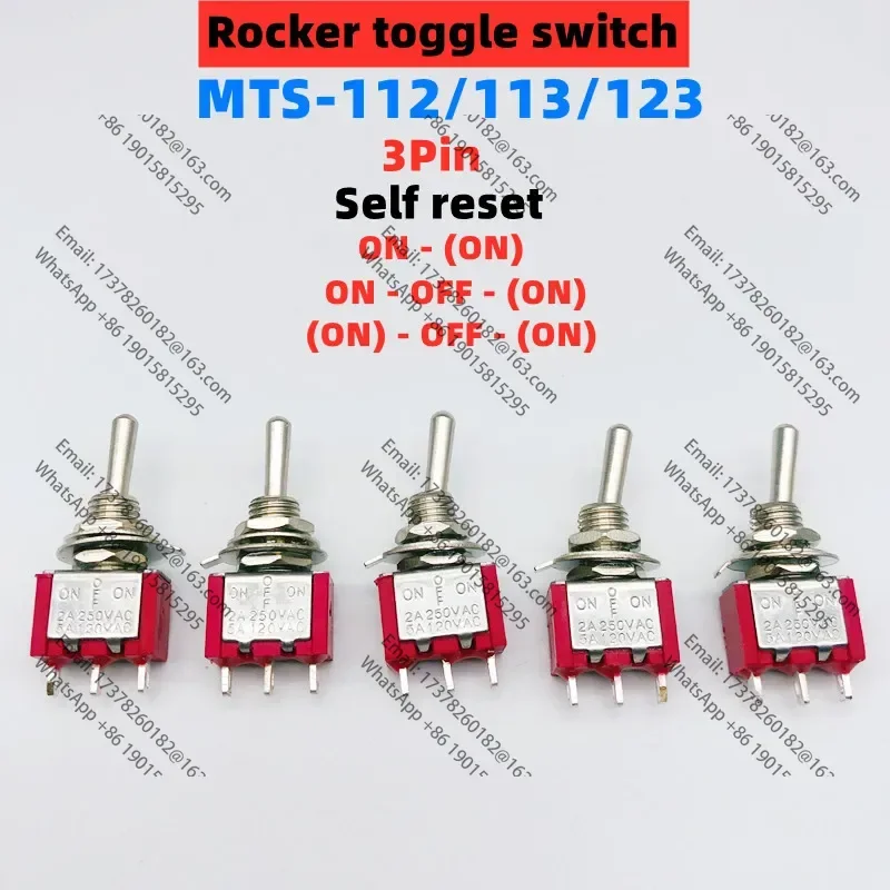 Мини прерыватели reajuste automático, 5 пикселей, rojo, 3 сосна, 6 мм, 2/3 posiciones, ON-(ON) DPDT, 6А/125В, 3А/250В, AC MTS-112