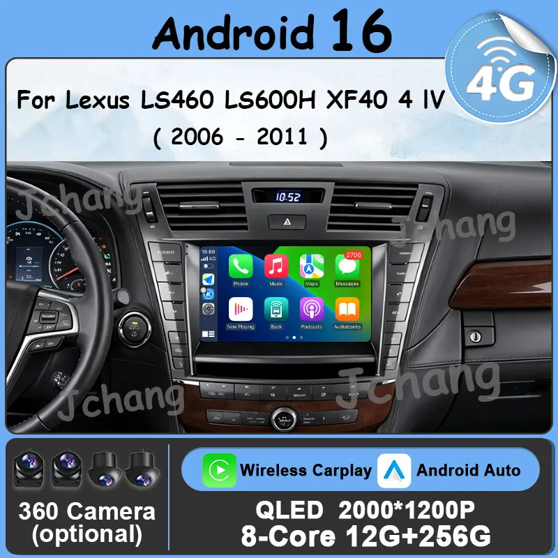 9 inch Video Split Screen for Lexus LS460 LS600H XF40 4 lV 2006 - 2011 DSP Android 16 Carplay Auto Head Unit Navigation GPS WIFI