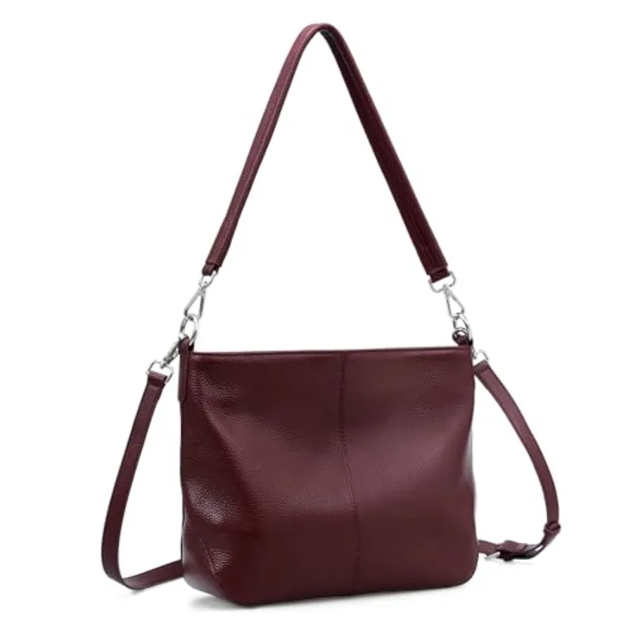 Genuine Leather Purse for Women Soft Crossbody Purse Hobo Bag Women's Shoulder bag Handbags with 2 Removable Straps