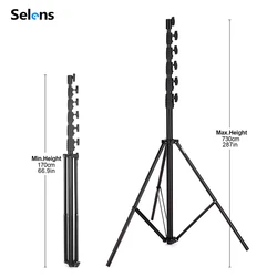 Selens 7.3M Light Stand with Air Pressure Buffer Aluminum Alloy Flash Frame Video Adjustable Tripod Photography Stiduo Load 22KG