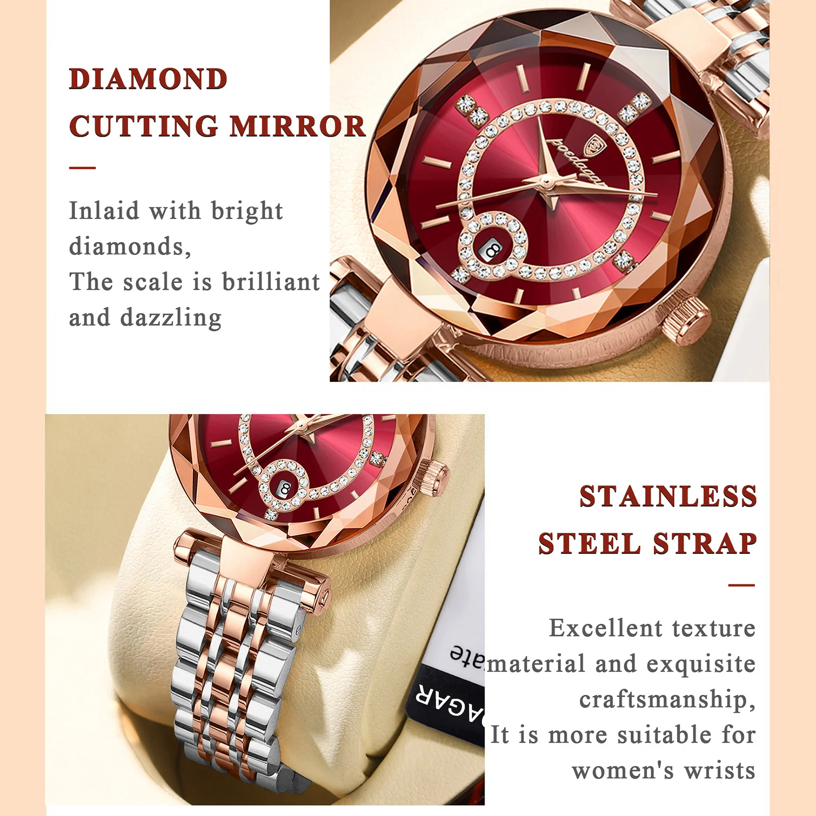 POEDAGAR New Fashion Watches For Woman Waterproof Stainless Steel Date Quartz Ladies Watch Luxury Elegant Women Wristwatch reloj