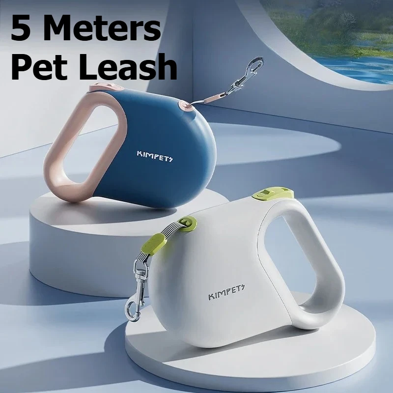 5 Meters Retractable Dog Leash Reflective Rope with One Click Brake 200LBS Heavy Duty Pet Walking Lead