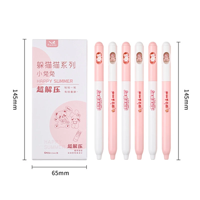 6 Pack Cute Cartoon Rotating Bounce Gel Pens for Writing Notebooks Girls Cute Gel Pens Office Supplies School Supplies Stationer