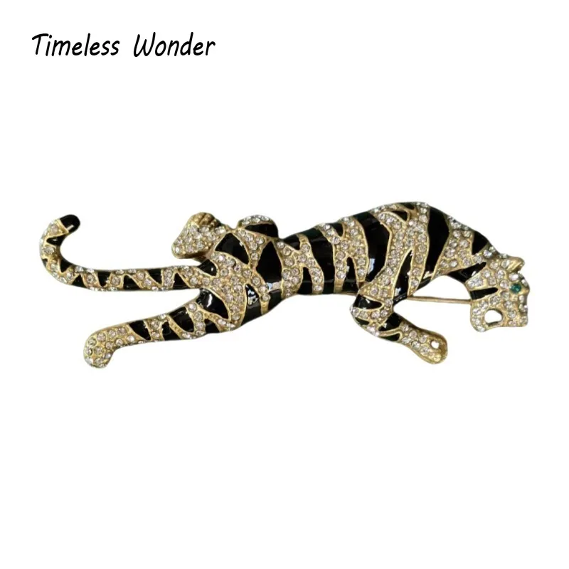 Timeless Wonder Retro Enamel Zircon Tiger Brooch Pins for Women Designer Jewelry Runway Rare Top Punk Luxury Gift Vintage 9526