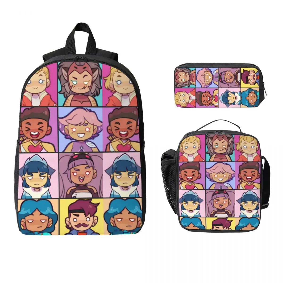 3Pcs She-Ra And The Princesses Of Power Backpack Set Pencil Boxes Bookbag Sets with Lunch Box For  School Students Knapsack