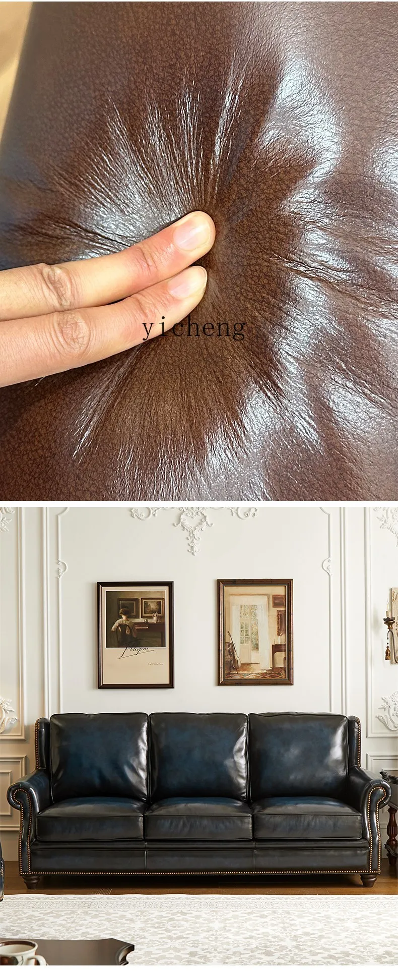 Zz sofa retro all leather sofa old polished first layer cowhide living room 123 combination