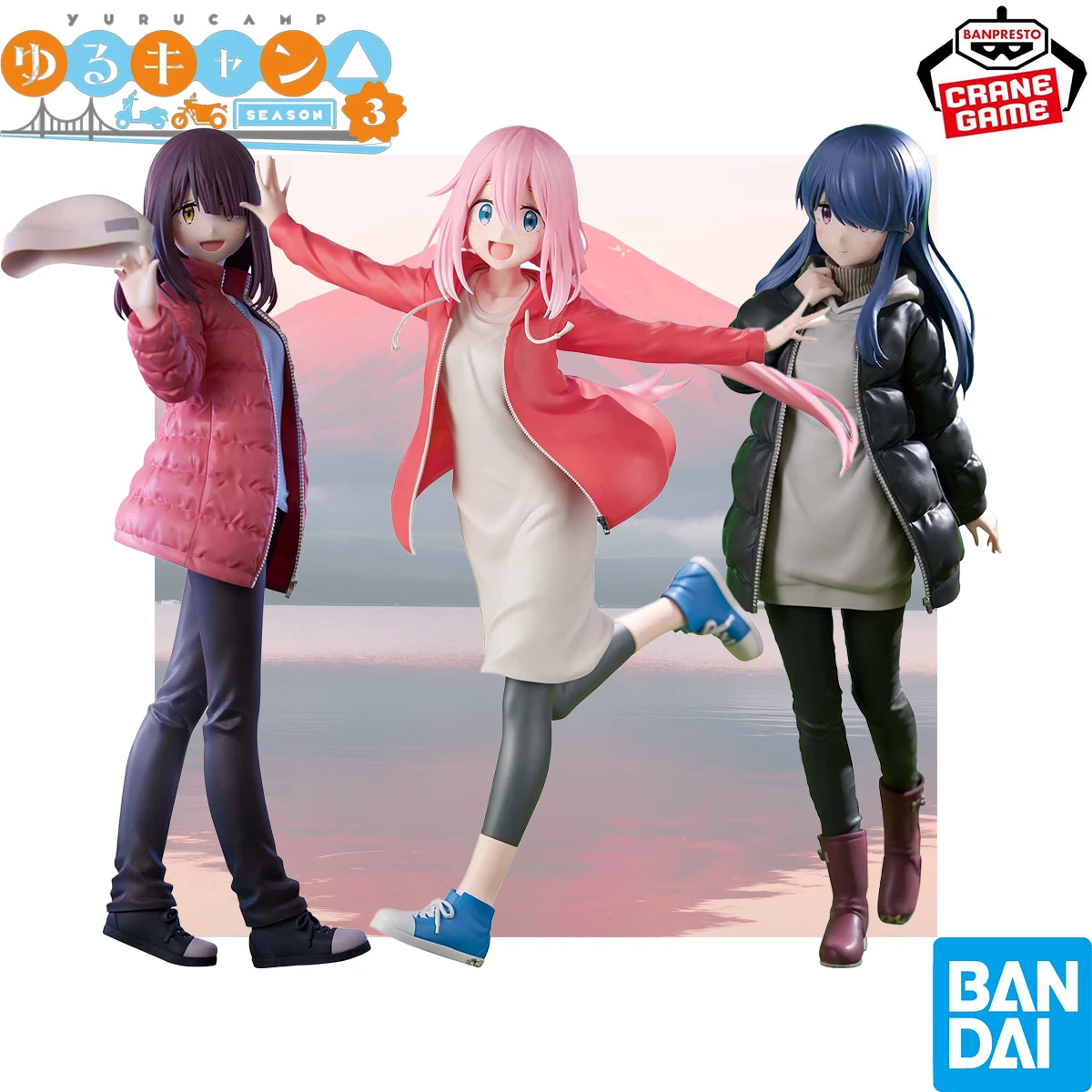 

Pre Sale Original Bandai BANPRESTO Prepainted Yurucamp Season 3 Kagamihara Nadeshiko Shima Rin Toki Ayano Anime Figure Model
