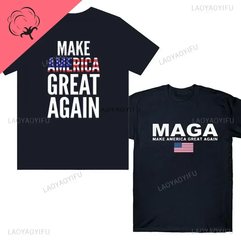 Trump 2024 T-shirt Election  100%cotton Tee Donald  Keep America Great MAGA T Shirt American Flag Men's Women Clothing Tops