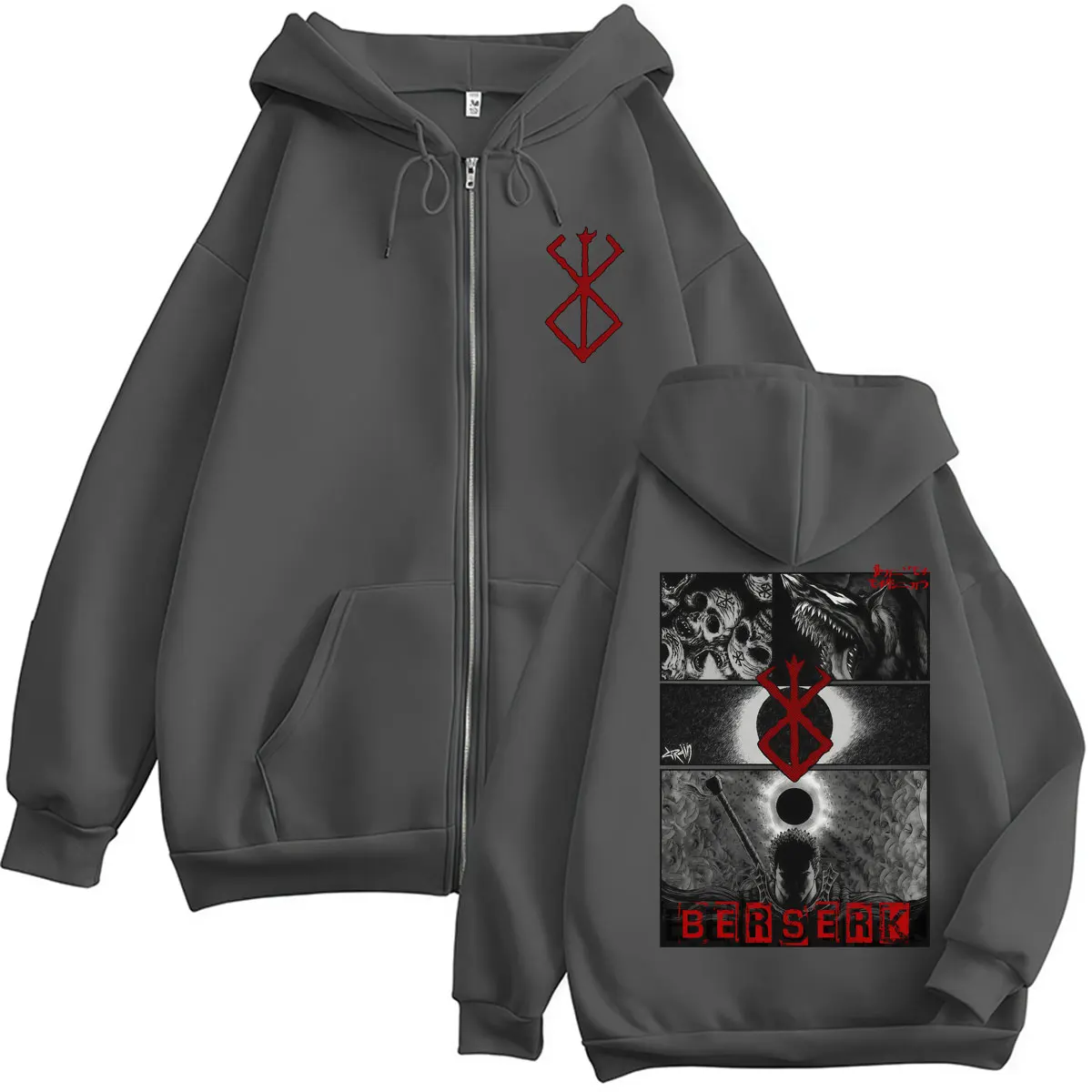 Anime Berserk Vintage Harajuku Hoodies Manga Gatsu Griffith Zodd Men's Tracksuit Fleece Warm Oversized Casual Jackets Streetwear view 4