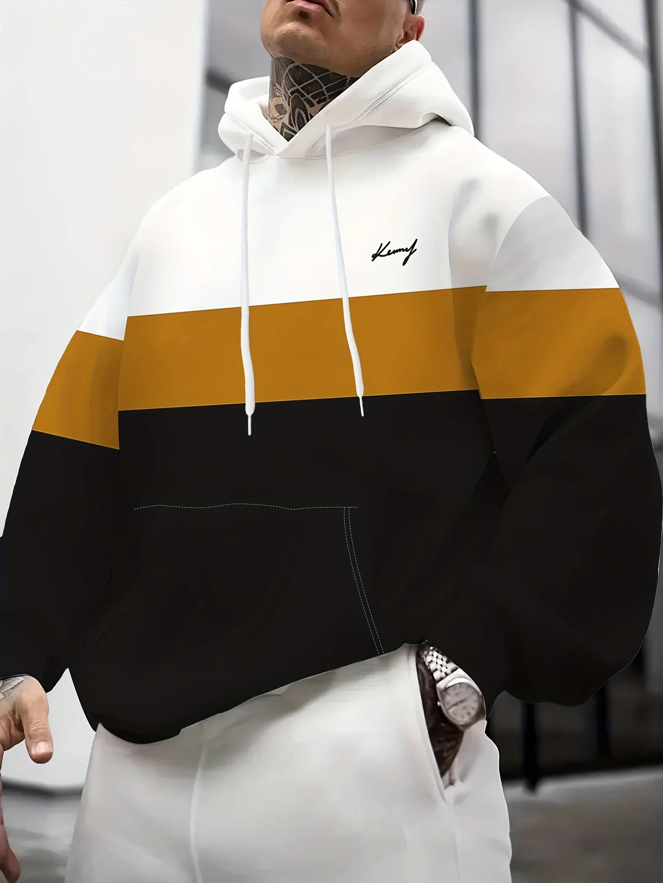 New model: men’s hooded long-sleeve loose-fitting casual printed basic sweatshirt. Perfect for young people in spring, summer, a