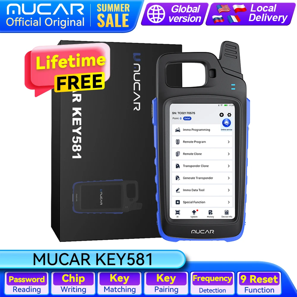 

MUCAR K581 Car IMMO Key Programming Tool Auto Key Remote Maker Generator Chip Reader Frequency Tester Matching PIN