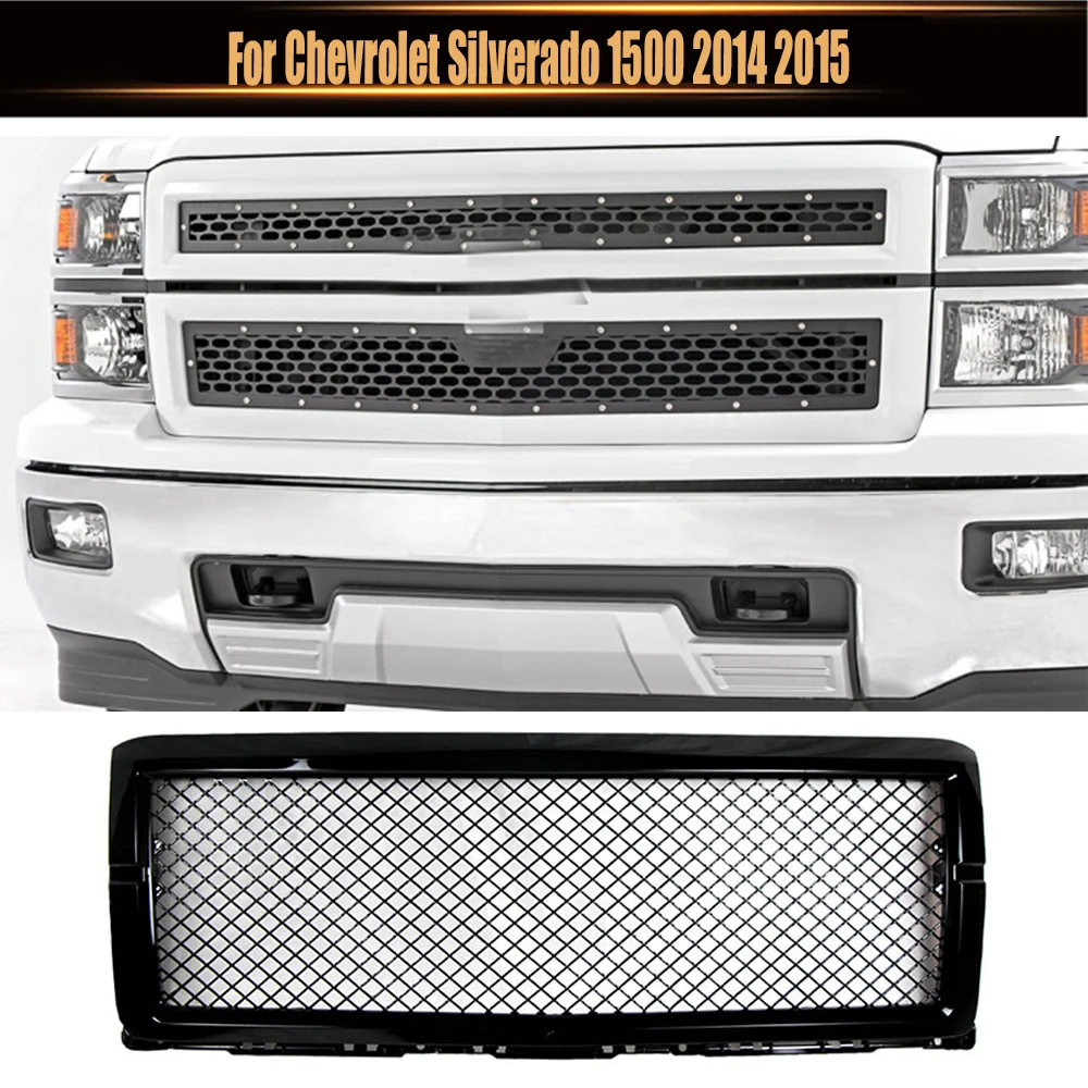 

Front Bumper Grill Hood Grille Auto Racing Car Grills Direct Replacement Grille For Chevrolet Silverado 1500 2014 2015