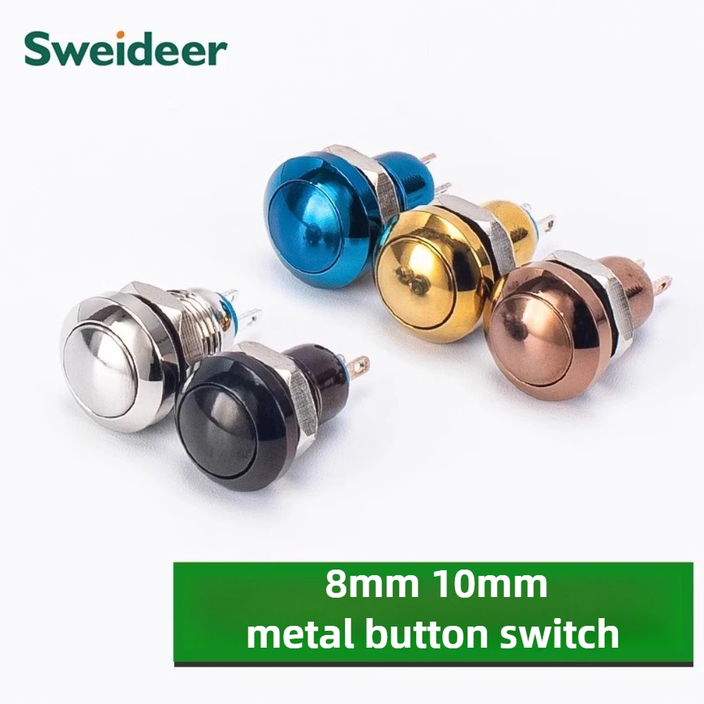 

Металлический кнопочный переключатель 8/10 мм, самосброс PointAction, самоблокирующееся положение, цветной оксид алюминия, черный, красный, желтый, маленький круглый мини