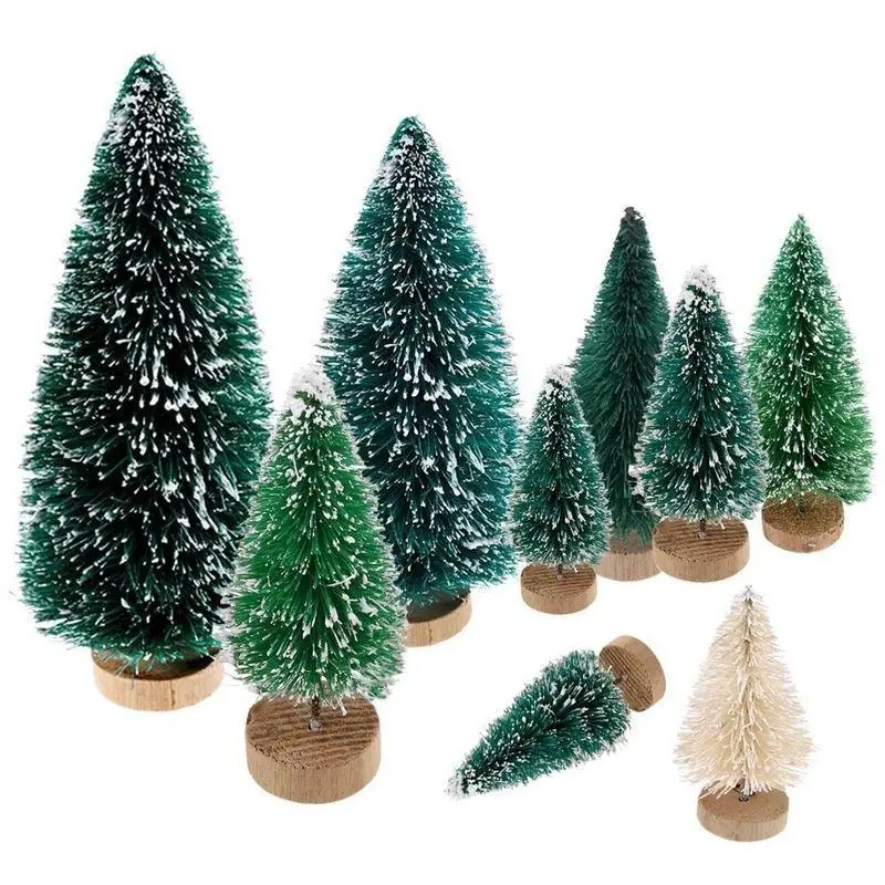 1PC Mini Christmas Tree Pine Tree Artificial Sisal Snow Landscape Xmas Tree DIY Festival Decorations For Home Table New Year