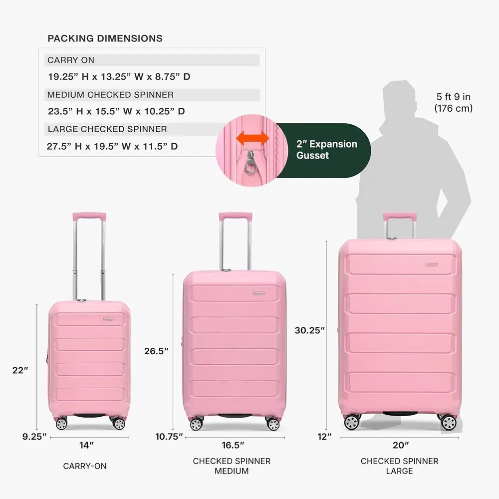 Pink 22 Expandable Hardshell Spinner Carry-On Luggage - Traveler's Choice Pagosa